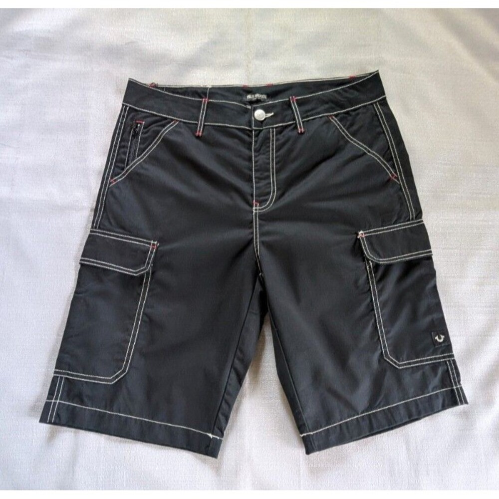 True Religion Black Cargo Shorts Men's Size 34 NEW!